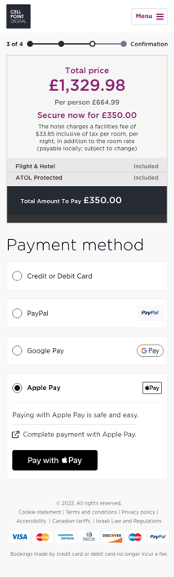 Sample Checkout Page for an Application